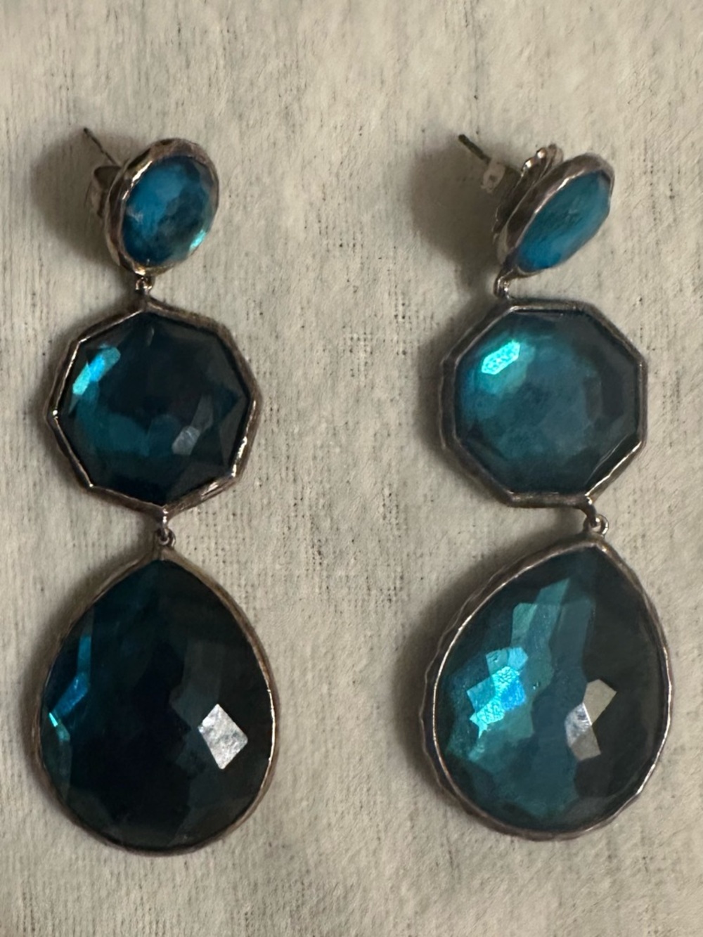 Ippolita Teal Blue Triple-Drop Faceted Earrings